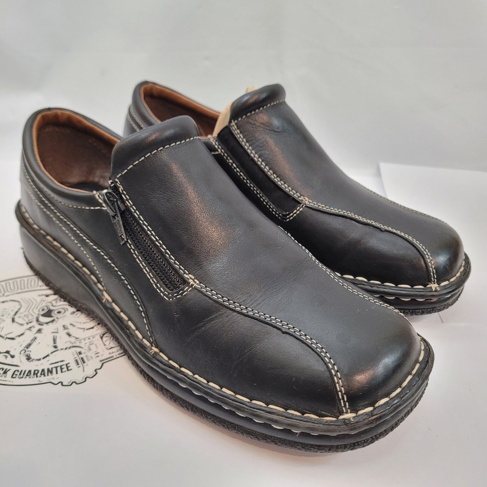 Studio Works Eileen 2 Loafers Womens 9 Black Leather Zipper Comfort Shoes